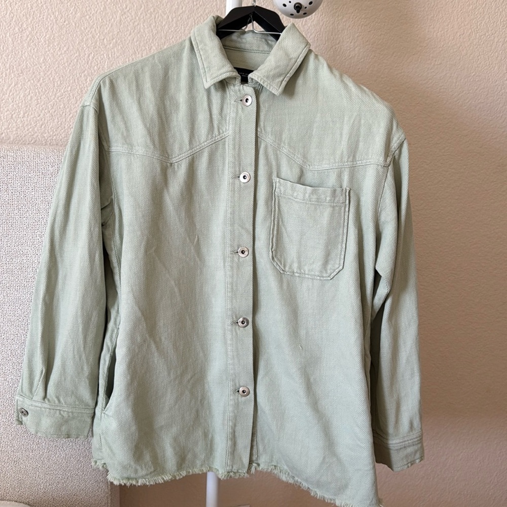 Zara Green Jacket Shacket Light Green Color womens xs nwot
